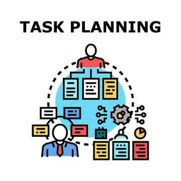 Task planning organizing strategy project workflow management 스톡 일러스트