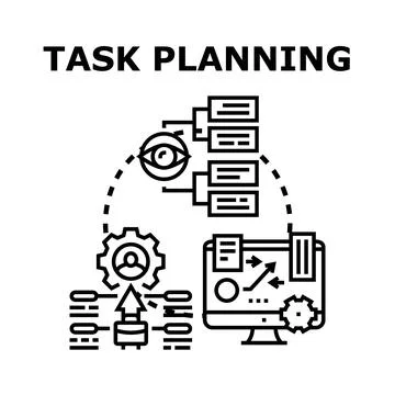 Task planning process for business workflow development Illustrazione stock