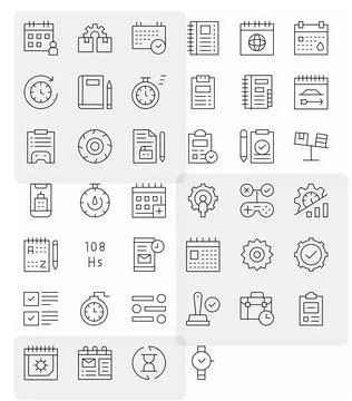 Task Premium Vector Bundle with 40 64x64 Display Perfect Thin Line Icons 스톡 일러스트