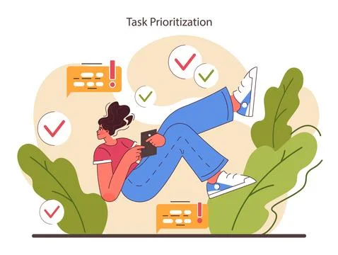 Task prioritization. Effective and competent office worker time Illustrazione stock