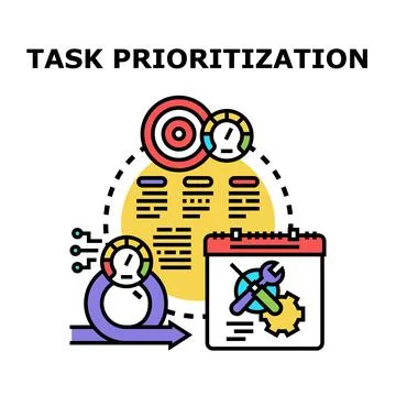 Task prioritization planning and management process concept Stock Illustration