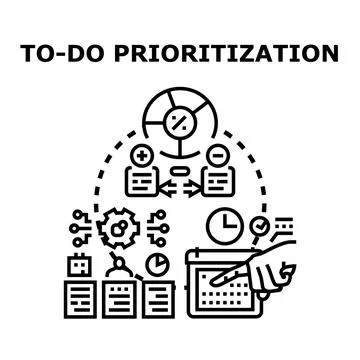 Task prioritization planning and time managing strategy Stock Illustration