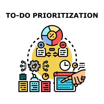 Task prioritization planning and time managing strategy Stock Illustration
