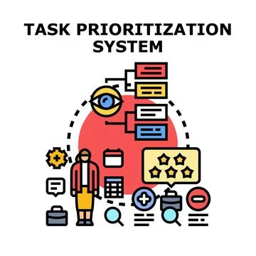 Task prioritization system developing strategy working process Stock Illustration
