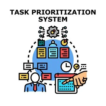 Task prioritization system organizing work project schedule Stock Illustration