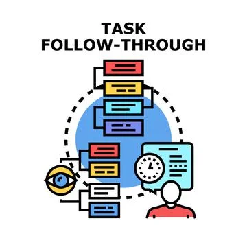 Task prioritizing workflow follow through process illustration Stock Illustration