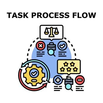 Task process flow calculating business strategy and analysis Stock Illustration