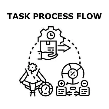 Task process flow management optimizing efficiency concept Illustration
