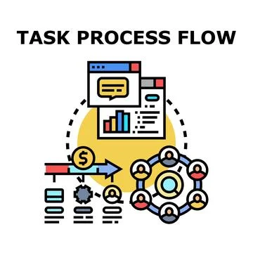Task process flow organizing business management activities Stock Illustration