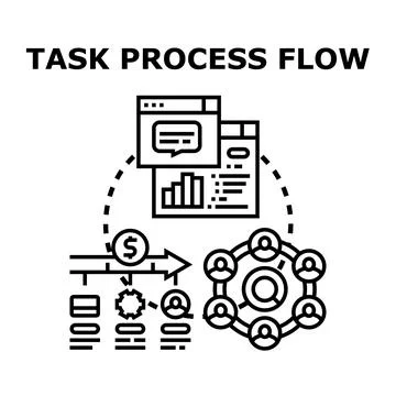 Task process flow organizing business management activities Stockillustratie