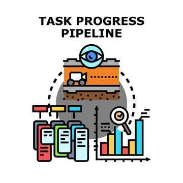 Task progress pipeline management process visualization 스톡 일러스트