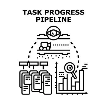 Task progress pipeline management process visualization Stock Illustration