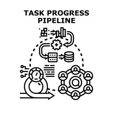 Task progress pipeline managing development process workflow Stockillustratie