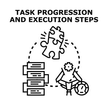 Task progression and execution steps vector illustration イラスト素材