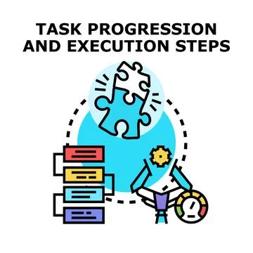 Task progression and execution steps vector illustration Stock Illustration