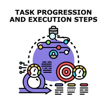 Task progression and execution steps concept Stock Illustration