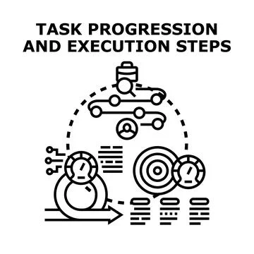 Task progression and execution steps concept Stock Illustration