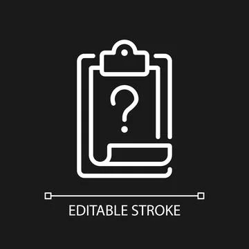 Task question white linear icon for dark theme Stock Illustration