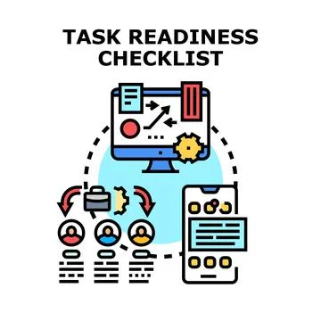 Task readiness checklist preparing project management workflow Stock Illustration