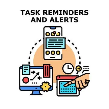 Task reminders alerts and planning management concept Stock Illustration