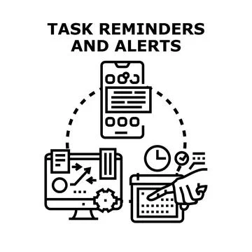 Task reminders alerts and planning management concept Stock Illustration