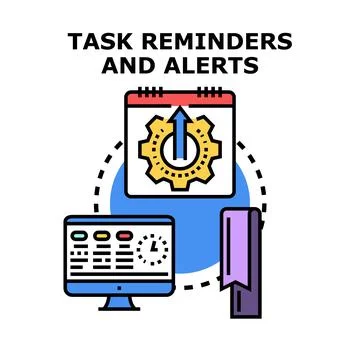 Task reminders alerts planning and organization concept Stock Illustration