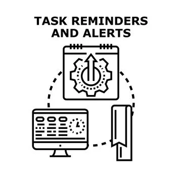 Task reminders alerts planning and organization concept Stock Illustration