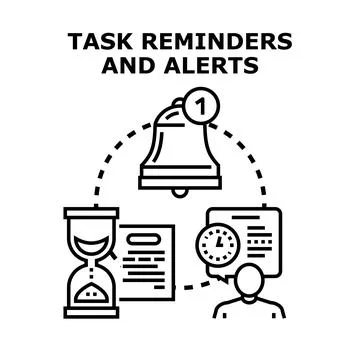 Task reminders creating notification alerts for organization Stock Illustration
