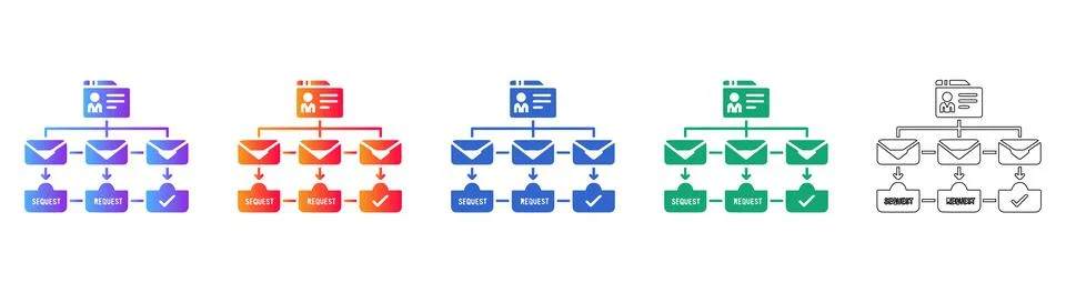 Task Request and Approval Workflow Icons Stock Illustration