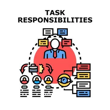 Task responsibilities, delegation, and project management concept Stock Illustration