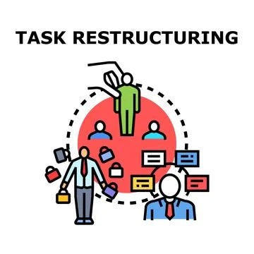 Task restructuring for business workflow optimization process Stock Illustration