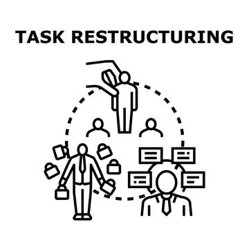 Task restructuring for business workflow optimization process Stock Illustration