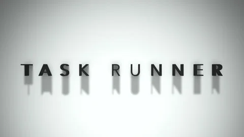 Task runner dynamic title matte black words set on a white backdrop Stock Footage 301837607