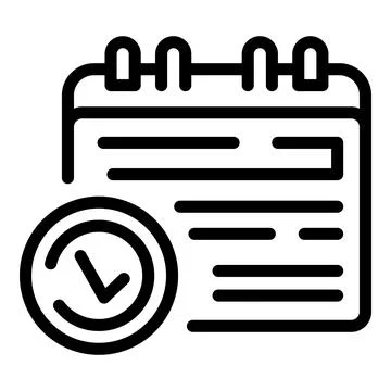 Task schedule approved calendar icon, outline style 스톡 일러스트
