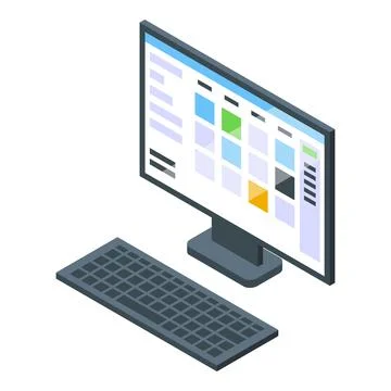 Task schedule computer icon, isometric style Stock Illustration