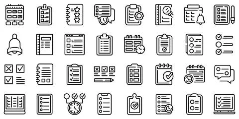 Task schedule icon, outline style Stock Illustration