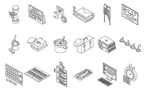 Task schedule icons set vector outline Illustrazione stock