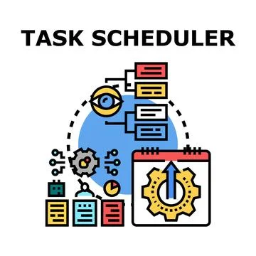 Task scheduler automating time management workflow planning Illustrazione stock