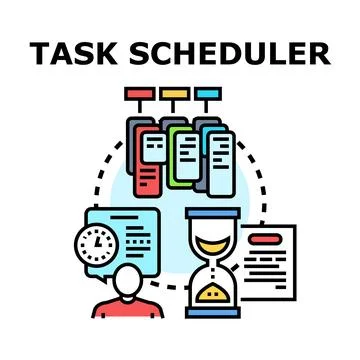 Task scheduler developing project deadline management process Stock Illustration