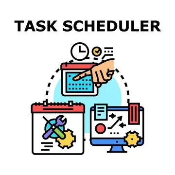 Task scheduler organizing project planning and control system Stock Illustration