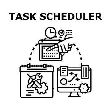 Task scheduler organizing project planning and control system Stock Illustration