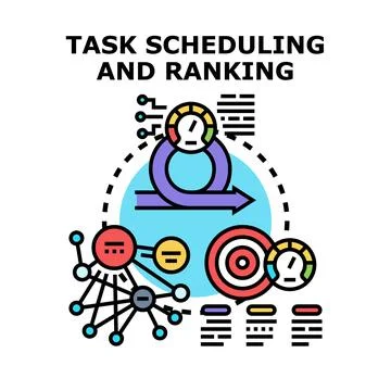 Task scheduling and ranking process illustration concept Stock Illustration