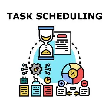 Task scheduling concept vector illustration processing data Stock Illustration
