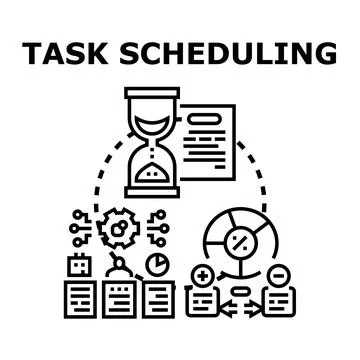 Task scheduling concept vector illustration processing data Stock Illustration