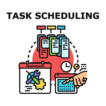 Task scheduling process concept planning work Stock Illustration