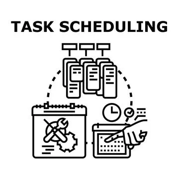 Task scheduling process concept planning work Stock Illustration