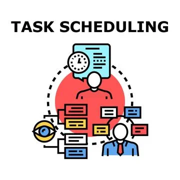 Task scheduling process organization and management concept Illustration