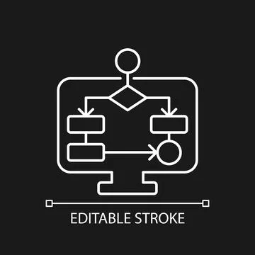 Task schemes white linear icon for dark theme Stock Illustration