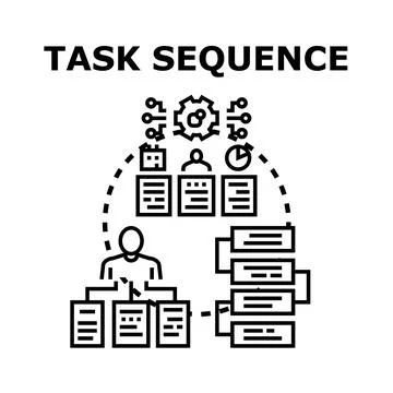 Task sequence planning and project management process Stock Illustration