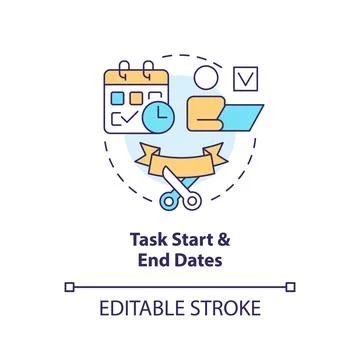 Task start and end dates concept icon Stock Illustration